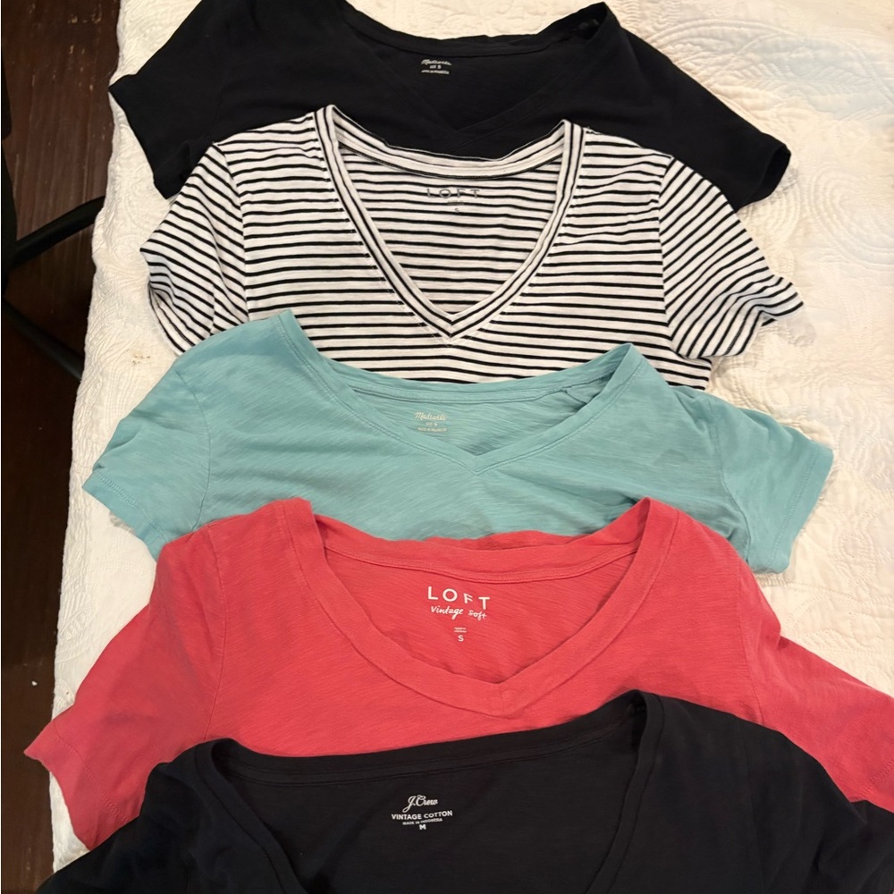 Lot of 5 v neck tshirts loft madewell j crew